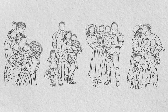 20 Set Bundle Happy Family Love With Mom and Dad with Child Hand Drawn Line Art