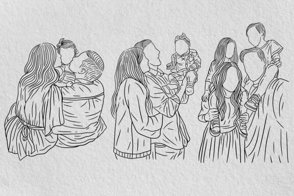 20 Set Bundle Happy Family Love With Mom and Dad with Child Hand Drawn Line Art