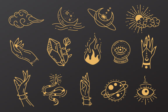 96 Set Bundle Mystical Magic Celestial Floral moon sun Witchcraft mystic Tattoo