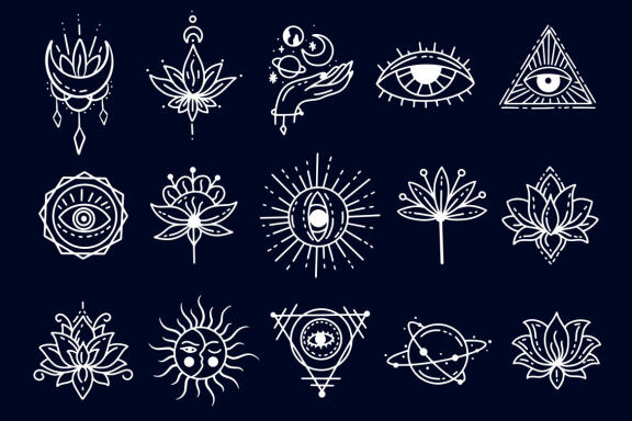 96 Set Bundle Mystical Magic Celestial Floral moon sun Witchcraft mystic Tattoo