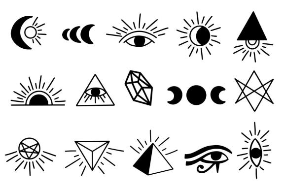 96 Set Bundle Mystical Magic Celestial Floral moon sun Witchcraft mystic Tattoo