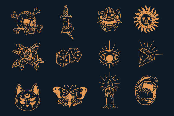 120 Set Bundle Mystical Magic Celestial Floral moon sun Hand Gesture mystic Tattoo