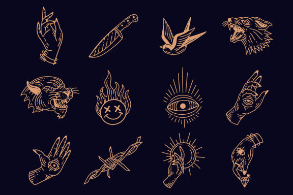 120 Set Bundle Mystical Magic Celestial Floral moon sun Hand Gesture mystic Tattoo