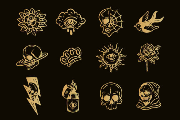 120 Set Bundle Mystical Magic Celestial Floral moon sun Hand Gesture mystic Tattoo