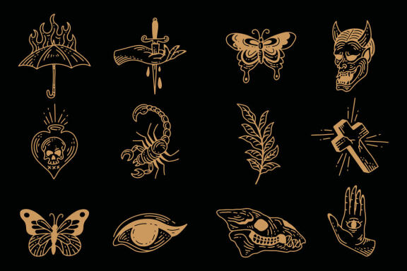 120 Set Bundle Mystical Magic Celestial Floral moon sun Hand Gesture mystic Tattoo