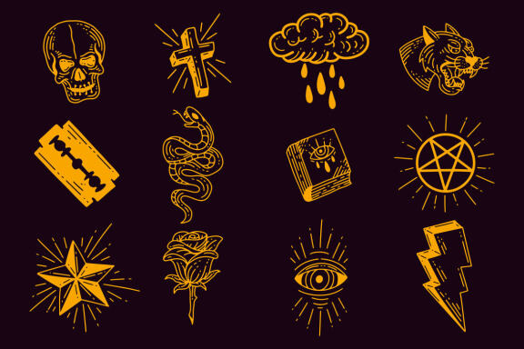 120 Set Bundle Mystical Magic Celestial Floral moon sun Hand Gesture mystic Tattoo