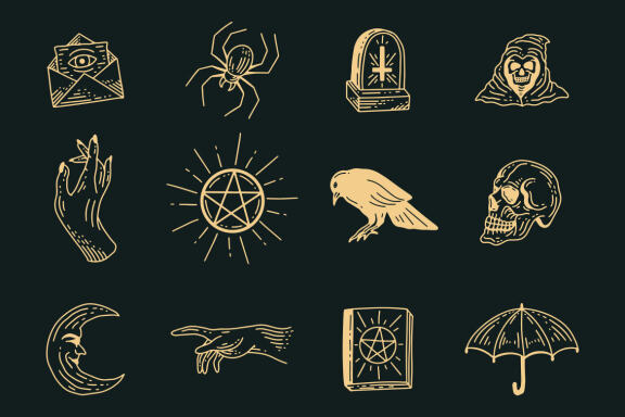 120 Set Bundle Mystical Magic Celestial Floral moon sun Hand Gesture mystic Tattoo