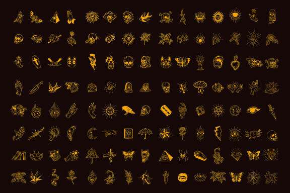120 Set Bundle Mystical Magic Celestial Floral moon sun Hand Gesture mystic Tattoo