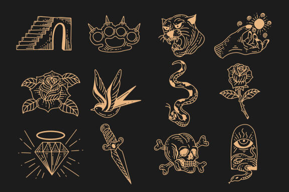 120 Set Bundle Mystical Magic Celestial Floral moon sun Hand Gesture mystic Tattoo