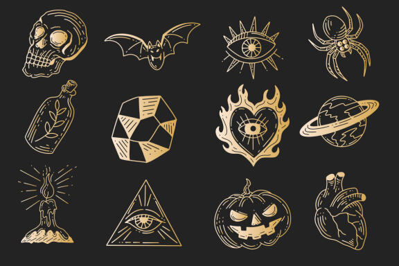 126 Set Bundle Mystical Magic Celestial Floral moon sun mystic Tattoo