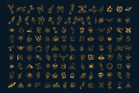 126 Set Bundle Mystical Magic Celestial Floral moon sun mystic Tattoo