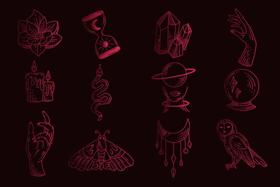 126 Set Bundle Mystical Magic Celestial Floral moon sun mystic Tattoo