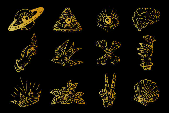 126 Set Bundle Mystical Magic Celestial Floral moon sun mystic Tattoo