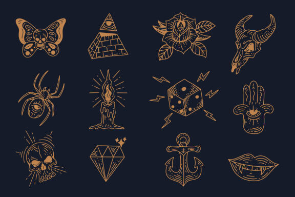 120 Set Bundle Mystical Magic Celestial Floral moon sun Venom mystic Tattoo