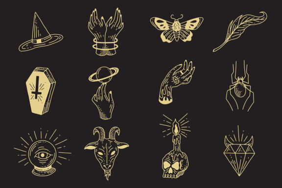 120 Set Bundle Mystical Magic Celestial Floral moon sun Venom mystic Tattoo