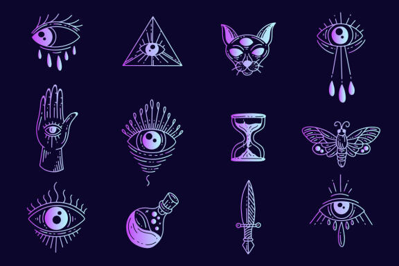 120 Set Bundle Mystical Magic Celestial Floral moon sun Venom mystic Tattoo
