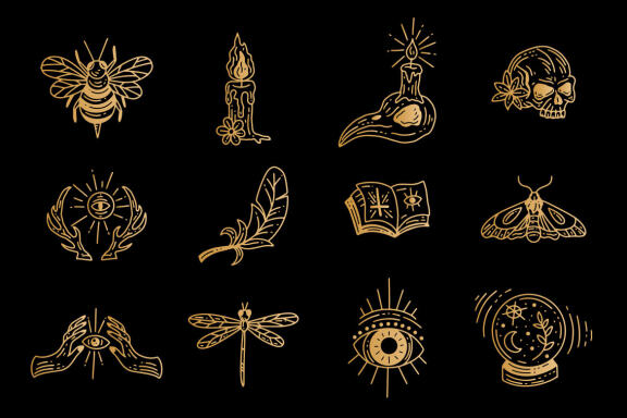 120 Set Bundle Mystical Magic Celestial Floral moon sun Venom mystic Tattoo