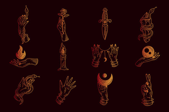 120 Set Bundle Mystical Magic Celestial Floral moon sun Venom mystic Tattoo