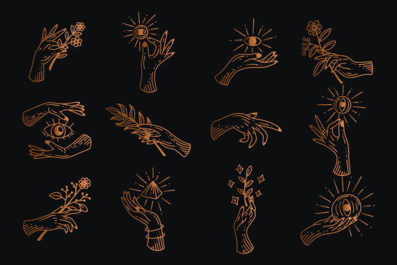 120 Set Bundle Mystical Magic Celestial Floral moon sun Venom mystic Tattoo
