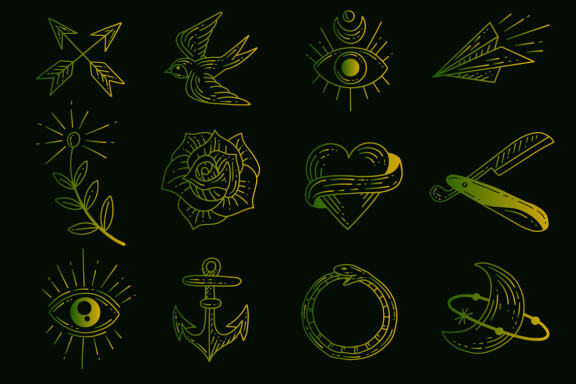 130 Set Bundle Mystical Magic Celestial Floral moon sun Witchcraft mystic Tattoo