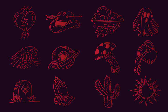 144 Set Bundle Mystical Magic Celestial Floral Esoteric Hand Gesture mystic Tattoo