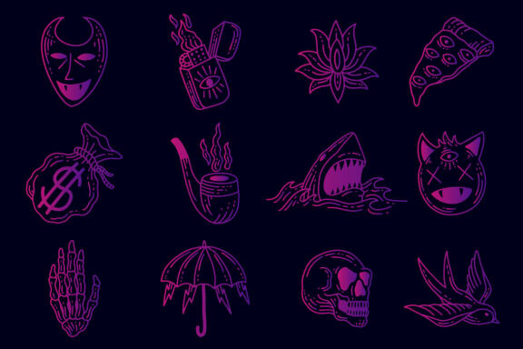 144 Set Bundle Mystical Magic Celestial Floral Esoteric Hand Gesture mystic Tattoo