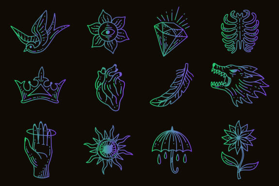 144 Set Bundle Mystical Magic Celestial Floral Esoteric Hand Gesture mystic Tattoo