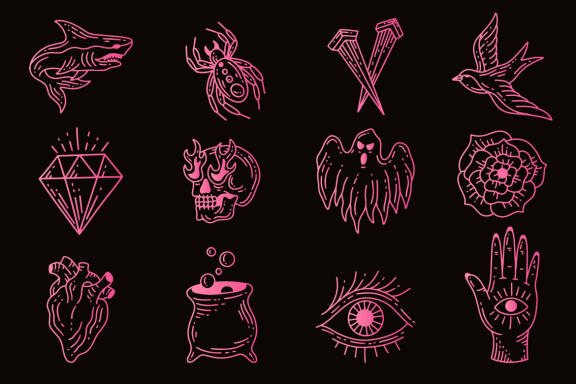 144 Set Bundle Mystical Magic Celestial Floral Esoteric Hand Gesture mystic Tattoo