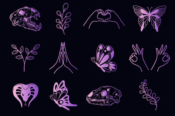 144 Set Bundle Mystical Magic Celestial Floral Esoteric Hand Gesture mystic Tattoo