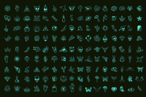 144 Set Bundle Mystical Magic Celestial Floral Esoteric Hand Gesture mystic Tattoo