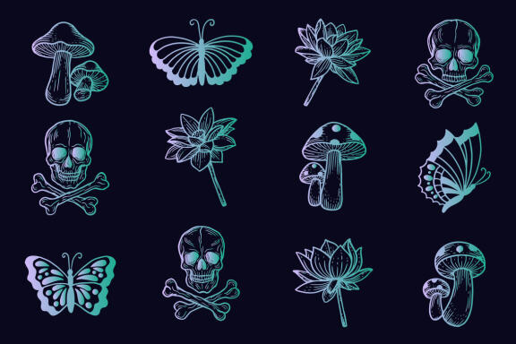 126 Set Bundle Mystical Magic Celestial Floral Esoteric Hand Gesture mystic Tattoo