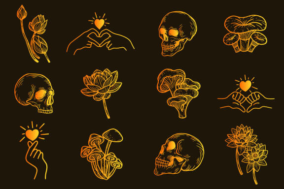 126 Set Bundle Mystical Magic Celestial Floral Esoteric Hand Gesture mystic Tattoo