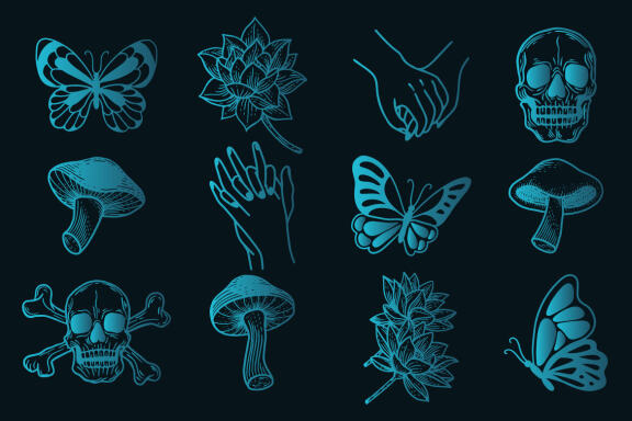 126 Set Bundle Mystical Magic Celestial Floral Esoteric Hand Gesture mystic Tattoo