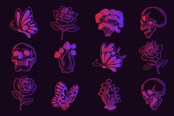 126 Set Bundle Mystical Magic Celestial Floral Esoteric Hand Gesture mystic Tattoo