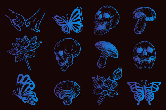126 Set Bundle Mystical Magic Celestial Floral Esoteric Hand Gesture mystic Tattoo