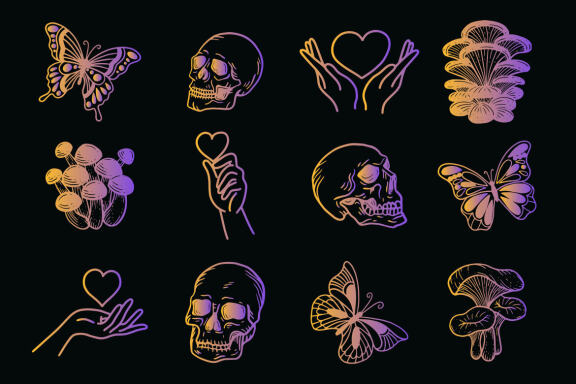 126 Set Bundle Mystical Magic Celestial Floral Esoteric Hand Gesture mystic Tattoo