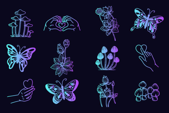 126 Set Bundle Mystical Magic Celestial Floral Esoteric Hand Gesture mystic Tattoo