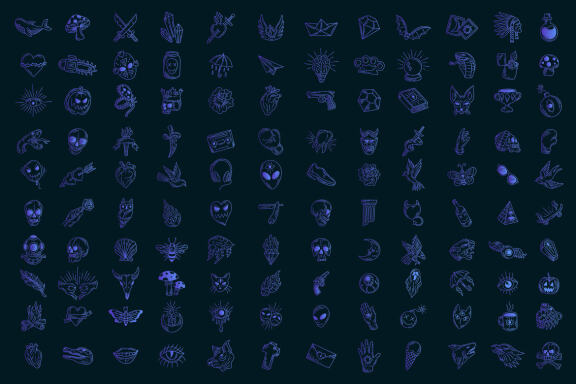 120 Set Bundle Mystical Magic Celestial esoteric vintage element mystic Tattoo