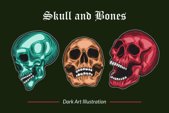 24 Set Bundle Skull and Bones Dark Art illustration Gothic Horror mystical Clipart