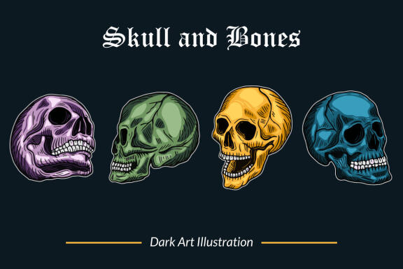 24 Set Bundle Skull and Bones Dark Art illustration Gothic Horror mystical Clipart