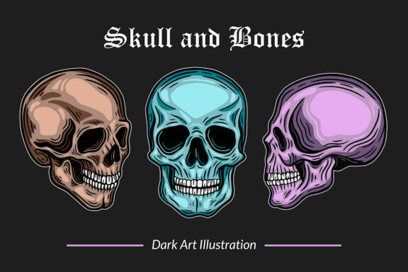 24 Set Bundle Skull and Bones Dark Art illustration Gothic Horror mystical Clipart