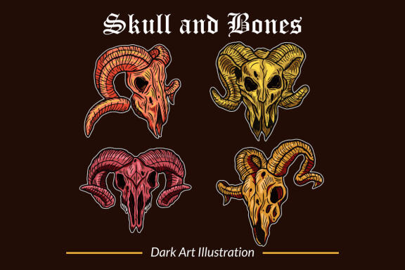 24 Set Bundle Skull and Bones Dark Art illustration Gothic Horror mystical Clipart
