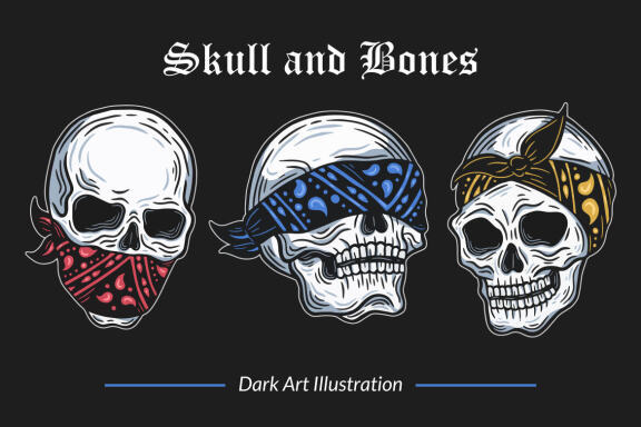 24 Set Bundle Skull and Bones Dark Art illustration Gothic Horror mystical Clipart