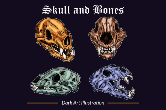 24 Set Bundle Skull and Bones Dark Art illustration Gothic Horror mystical Clipart