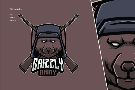 Grizzly Army Logo Template