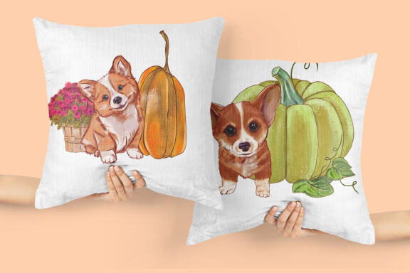 Sunflower pumpkin picking truck, Cute Dog Autumn PNG compositions