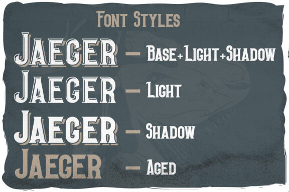 Jaeger font + 6 t-shirt designs
