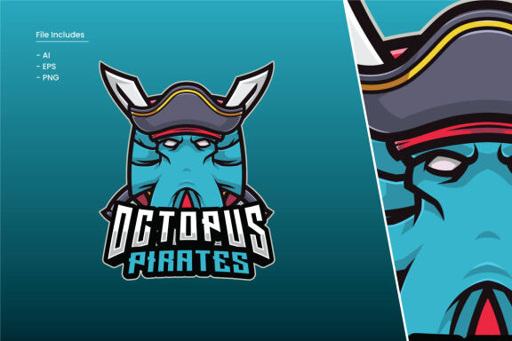 Octopus Pirates Logo Template
