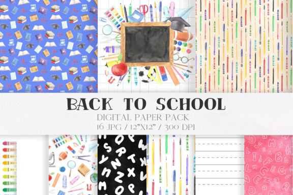 Back to School Digital Papers Pack
