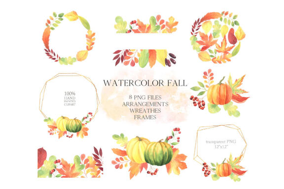 Watercolor Fall Frames and Wreaths clipart